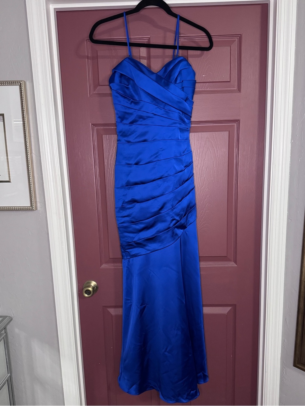 David's Bridal Royal Blue Spaghetti Strap Prom Dress